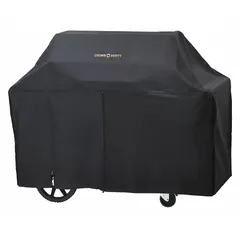 This vinyl grill cover protects outdoor grills from weather, dust, and debris. Overall dimensions are 50 in width, 24 in depth, and 16 in height. Suitable for use with compatible Crown Verity grills.
