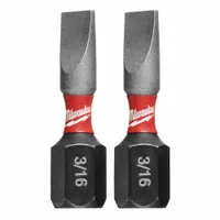 MILWAUKEE Insert Bit: Insert Bit, Slotted Head, Imperial, 3/16" Bit Industry Size, Std, Hex, 2 PK (MPN 48-32-4417)