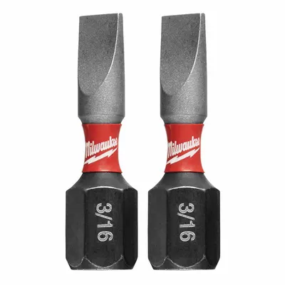 MILWAUKEE Insert Bit: Insert Bit, Slotted Head, Imperial, 3/16" Bit Industry Size - Insert Bits