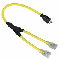 POWER FIRST Cord Adapter: 3 ft Lg, 10 AWG, L5-30P Plug, 5-20R Receptacle, Yellow, 125V AC