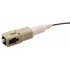 SC simplex fiber optic connector for terminating OM1 multimode fiber cables. Beige finish. Suitable for premises wiring, data centers, and telecommunications networks. Pack of 12. Manufacturer part number FCSC900K62M12.