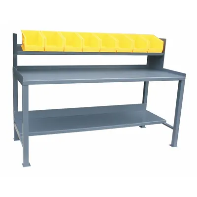 JAMCO Workbench: Fixed Ht, Steel, 72 in x 36 in, 3,000 lb Overall Load Capacity - Workbenches with Risers & Lower Shelves