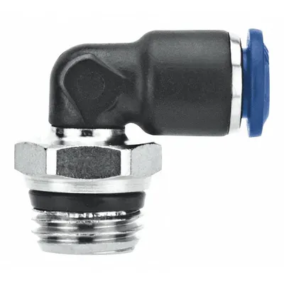 AIGNEP USA Push-to-Connect x MUNF Elbow, Nylon, #10-32 Thread - Nylon & Nickel-Plated Brass Tube Fittings