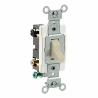 LEVITON Toggle 4-Way, 20 Amp: Toggle Switch, 4-Way, Maintained, Ivory, 120/277V AC, 20 A (MPN CS420-2I)