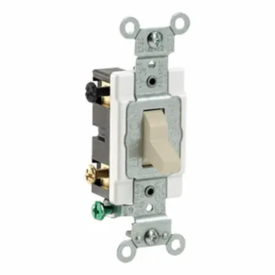 LEVITON Toggle 4-Way, 20 Amp: Toggle Switch, 4-Way, Maintained, Ivory, 120/277V AC - Toggle Wall Switches