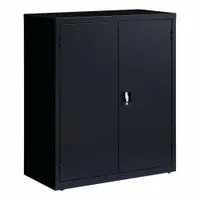 HIRSH Storage Cabinet: 36 in x 18 in x 42 in, Recessed Twist Handle & Keyed, Frame, Shelves, Black (MPN 22002)