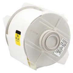 Polyester label roll, white gloss finish, 3 in x 100 ft, rated for outdoor use. Compatible with GlobalMark printer series. Used for on-demand industrial labeling such as asset tags, pipe markers, and safety signs.