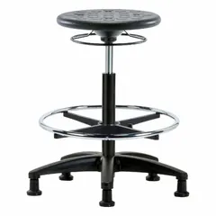 Polyurethane Lab Stool, 22-32 in Height, 13x13 in Seat, Fiberglass Base, 5 Glides