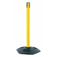 TENSABARRIER Single Belt Receiver Post: Round Sloped, 38 in Post Ht, Yellow, Plastic, Sloped (MPN 886-35-RCV)