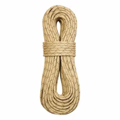 This static kernmantle rope is constructed from aramid material, offering heat and water resistance. With a 7/16-inch diameter and 75-foot length, it has a working load limit of 955 lb. Suitable for life-safety applications such as rescue, firefighting, and industrial operations where exposure to heat and moisture is a concern.