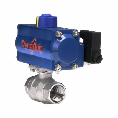 DYNAQUIP CONTROLS Pneumatically Actuated Two-Way Ball Valve: 3/4 in, Stainless Steel - Stainless Steel Pneumatically-Actuated Ball Valves