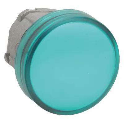 SCHNEIDER Pilot Light Head: 22 mm Panel Mounting Hole Dia, Green, Smooth, LED - Pilot-Light Heads