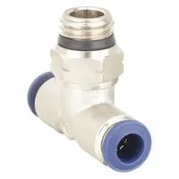 AIGNEP USA Push-Fit Tee Fitting: 3/8 in OD x 3/8 in OD x 1/8 in OD Size, Brass, Silver, 5 PK (MPN 87210-06-02)