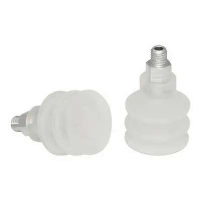 SCHMALZ Vacuum Pad Assembly: Multi-Bellows, 2.5 Folds, M5 Vacuum Port, 21 mm Pad Dia - Bellows Type Food-Safe Vacuum Pad Assemblies