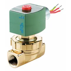 2-way, 2-position normally closed solenoid valve with 3/4 in pipe size and 24/60V AC voltage. Features a diaphragm and piston design for reliable shut-off. Coil enclosure without junction box. Suitable for controlling flow of liquids or gases in industrial piping systems.