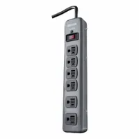 WOODS Surge Protector: 6 Outlets, 3 ft Cord Lg, 900 J Rated Energy, 15 A Current, Gray, 5-15P, 5-15R (MPN 41546)