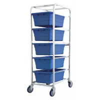 APPROVED VENDOR Tub Cart: 600 lb, 5 Bins/Tubs, 5 Shelves, Silver, 26 in L x 19 in W x 62 in H, Blue (MPN AL-L-5/KTBL)