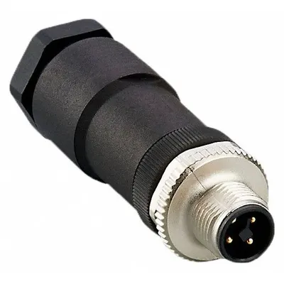 IFM Circular Connector: T Coded, 4 Pin, M12 Male Thread, IP67, Screw Terminals - Field-Wireable Industrial M12 Circular Connectors