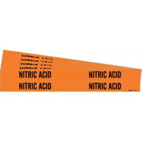 Pipe Marker: Nitric Acid, Orange, Black, Fits 3/4 to 2 3/8 in Pipe O.D., 4 Pipe Markers, 5 PK (MPN 7396-4-PK)