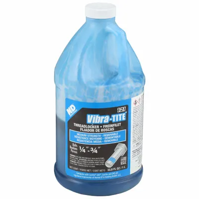VIBRA-TITE Medium-Strength Threadlocker: 121, Blue, High-Temp Resistant, 33.81 fl oz - Medium-Strength Threadlockers (Blue)