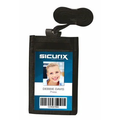 SICURIX Badge Holder: Pouch, Vertical, 3 3/4 in Badge Pouch Wd, 9 in Badge Pouch Ht - Sleeves & Holders for Badges