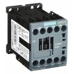 This Siemens IEC control relay features a 2 normally open and 2 normally closed contact configuration rated at 10 A. It operates with a 125V DC coil voltage and is designed for DIN-rail or surface mounting. Suitable for switching and isolating circuits in industrial control panels, motor control centers, and automation systems.