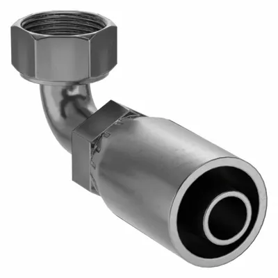 KURT Hydraulic Crimp Fitting: Carbon Steel, 90° Elbow, -10 For Hose Dash Size - Kurt Crimp Hydraulic Hose Fittings with ORS Connection
