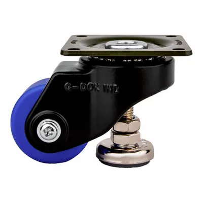 FOOT MASTER Plate Caster: Nylon Tread, 50 mm Wheel Dia, 73 mm Mounting Ht - General Purpose Leveling Plate Casters