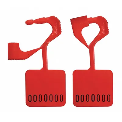 ELC SECURITY PRODUCTS Padlock Seals: Red, Plastic, 13 lb Breaking Strength, 6 mm Lock Wd - Plastic Hasp Padlock Seals