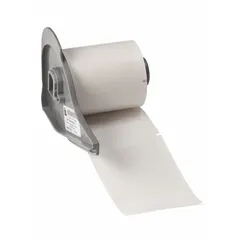 Precut wraparound label measuring 3 5/32 in x 1 15/16 in, made of 2 in self-extinguishing vinyl with a white matte finish. Designed for use with the BMP71 printer series and M7-R4300 ribbon. Suitable for identification and marking on cables, wires, and small-diameter pipes in industrial settings.