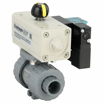 HAYWARD FLOW CONTROL Pneumatically Actuated Two-Way Ball Valve: 1/2 in, CPVC - CPVC Pneumatically-Actuated Ball Valves
