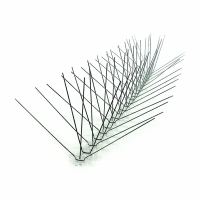 BIRD-X Bird Repellent Spikes: Narrow, Plastic Base, Silver, 10 ft Overall Lg - Bird Spikes