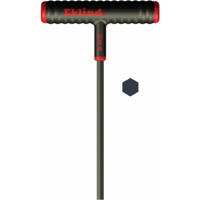 EKLIND Hex Key: 0 Ball Ends, 5/16 in Tip Size, SAE, Long, Alloy Steel, Black Finish - T-Shaped Hex Keys