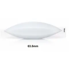 Egg-shaped stirring bar made of Alnico, 63.5 mm long and 19.1 mm in diameter. White in color and autoclavable. Designed for laboratory mixing and stirring applications, particularly effective in round-bottom vessels.