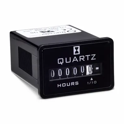 TRUMETER Hour Meter: Hour Meters, Front Panel Mounting, Analog, 1 1/8 in x 1 5/8 in