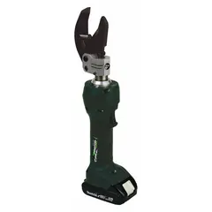 Cordless cable cutter rated for 500 kcmil copper or aluminum cable. Inline scissor design. Operates on Makita 18V LXT battery platform; includes two batteries. Used for cutting heavy-gauge cable in electrical installation and maintenance.