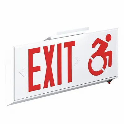 COMPASS CSAUDR LED Exit Sign, White, Red, 1 Face - Wheelchair Lighted Exit Signs
