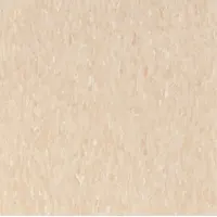 This vinyl composition tile (VCT) features an Imperial Texture pattern in Brushed Sand color. Each tile measures 12 inches in width. VCT is commonly used for flooring in commercial and institutional settings where durability and ease of maintenance are required