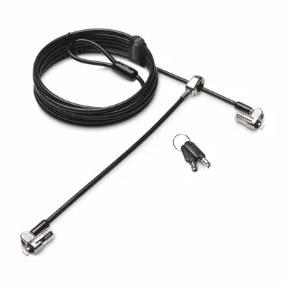 KENSINGTON Cable Lock: Steel, Black, 8 ft Cable Lg, 3/8 in Cable Dia - Computer Cable Locks