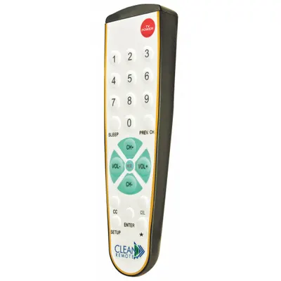CLEAN REMOTE Remote Control: Universal, CR3BCB-H, Healthcare TVs, Black/White - Television Remotes