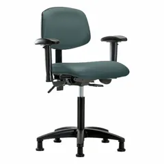 Vinyl Lab Chair with Arms, Nylon Base, Height Range 21" to 28-1/4", Seat 18-1/2"W x 17"D