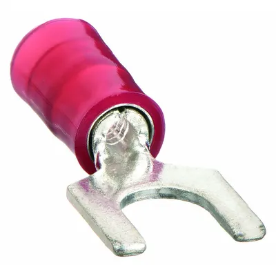 PANDUIT Fork Terminals: Red, Nylon, #10 Stud Size, 22 AWG – 18 AWG Wire Range, Std Fork - Insulated Fork Terminals