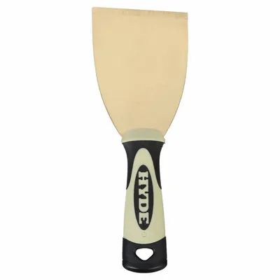HYDE Scraper: Bld. Mat. Brass, Hdl. Mat. Plastic, Stiff, Bent Bld. Shape - Standard Scrapers