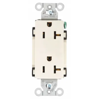 BRYANT Receptacle: Decorator Duplex, 5-20, Light Almond, 125V AC, 20 A - General Purpose Receptacles