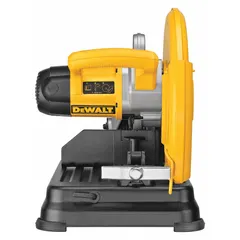 Benchtop cut-off machine with a 14-inch blade diameter, maximum blade speed of 4,000 RPM, and 5-inch round cut capacity at 0 degrees. Designed for cutting metal, pipe, and conduit in fabrication, construction, and maintenance applications.