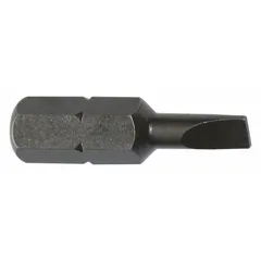 This APEX insert bit features a slotted head design with a hex drive for use with power tools. It has an imperial 2F-3R bit industry size and is sold in a 5-pack. Suitable for driving slotted-head screws in industrial assembly and maintenance tasks.