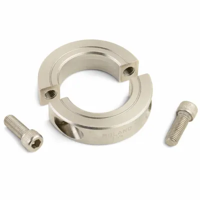 RULAND MANUFACTURING Shaft Collar: 2-Piece, Inch, Round, Clamp-On, 2 15/16 in Bore Dia - Stainless Steel Shaft Collars