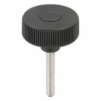 Hand Knob: Knurled, Plastic w/ SS Thread, M10 Thread, 60 mm Thread Lg, 63 mm Dia, Gray (MPN K0261.5310X60)