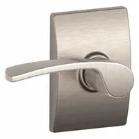 This SCHLAGE passage lever lockset features a Merano-style lever in satin nickel-plated, clear coated zinc finish. Designed for interior doors where locking is not required, such as hallways or closets. ADA compliant for barrier-free operation, with ANSI F75 function and no visual indicator