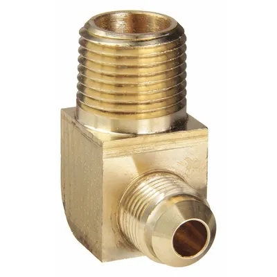 PARKER Flared Fitting Elbow: 3/8 in OD x 1/2 in Pipe Fitting Size, Flared/Threaded - Standard Brass 45-Degree Flare Tube Fittings